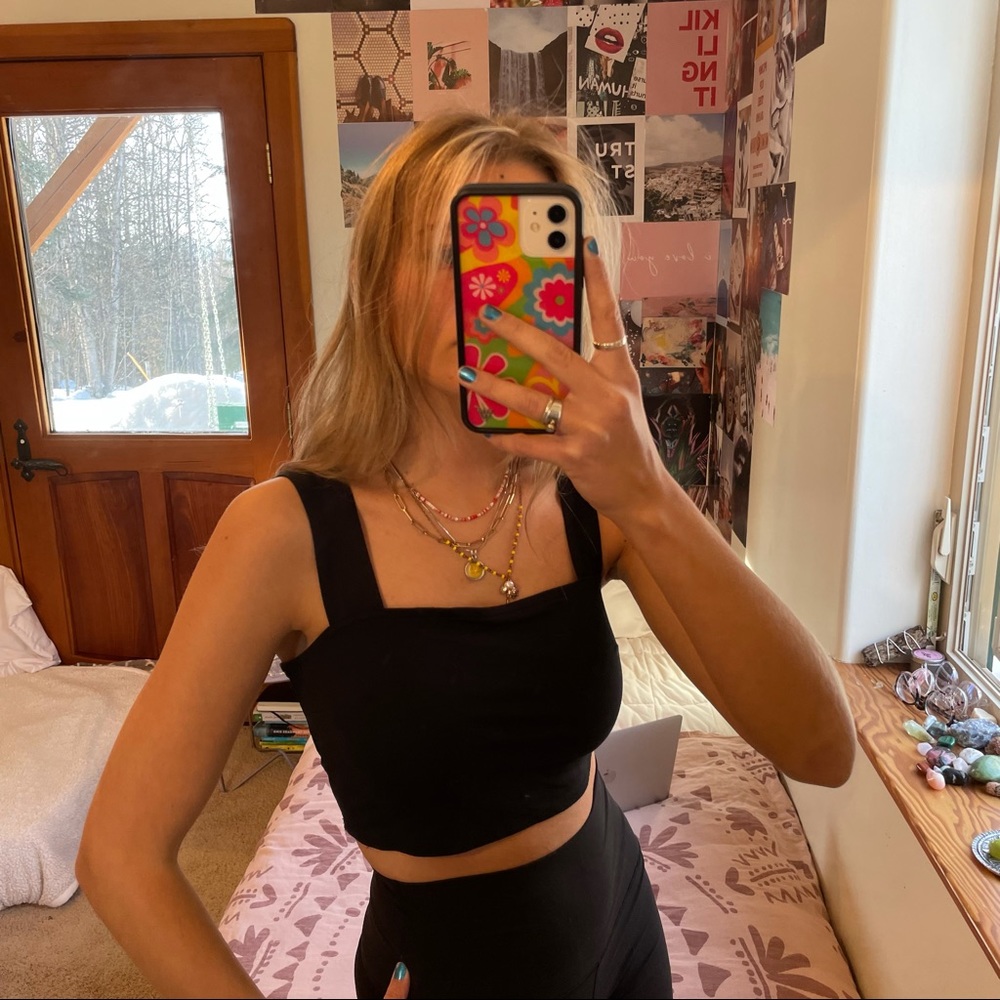 Urban Outfitters black square neck tank top in size M